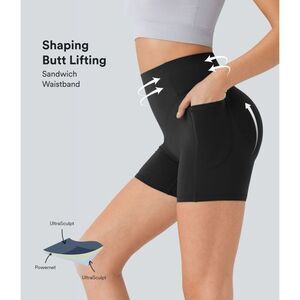 Halara HighWaisted Scrunch Butt Lifting Tummy Control Shaping Biker Shorts 3'' S